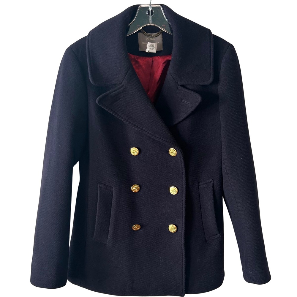 J. Crew Women's Navy Wool Blend Stadium Cloth by Nello Gori Peacoat in Size 4